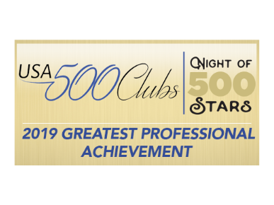 USA 500 Clubs - 2019 Greatest Professional Achievement award
